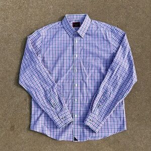 UNTUCKit Dolcetto Dress Shirt Men's Medium Pink Plaid Long Sleeve Wrinkle Free
